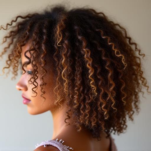 Détail coiffure bouclée soignée